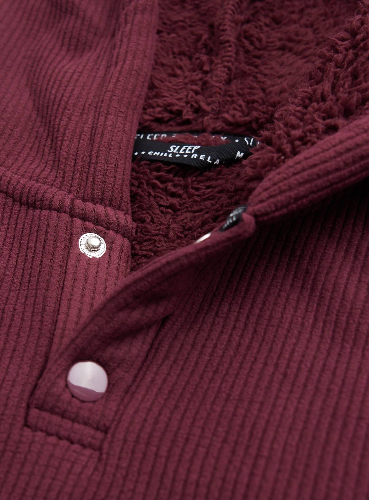 Burgundy Fleece Lined Waffle Hoodie Pyjamas M - Image 4